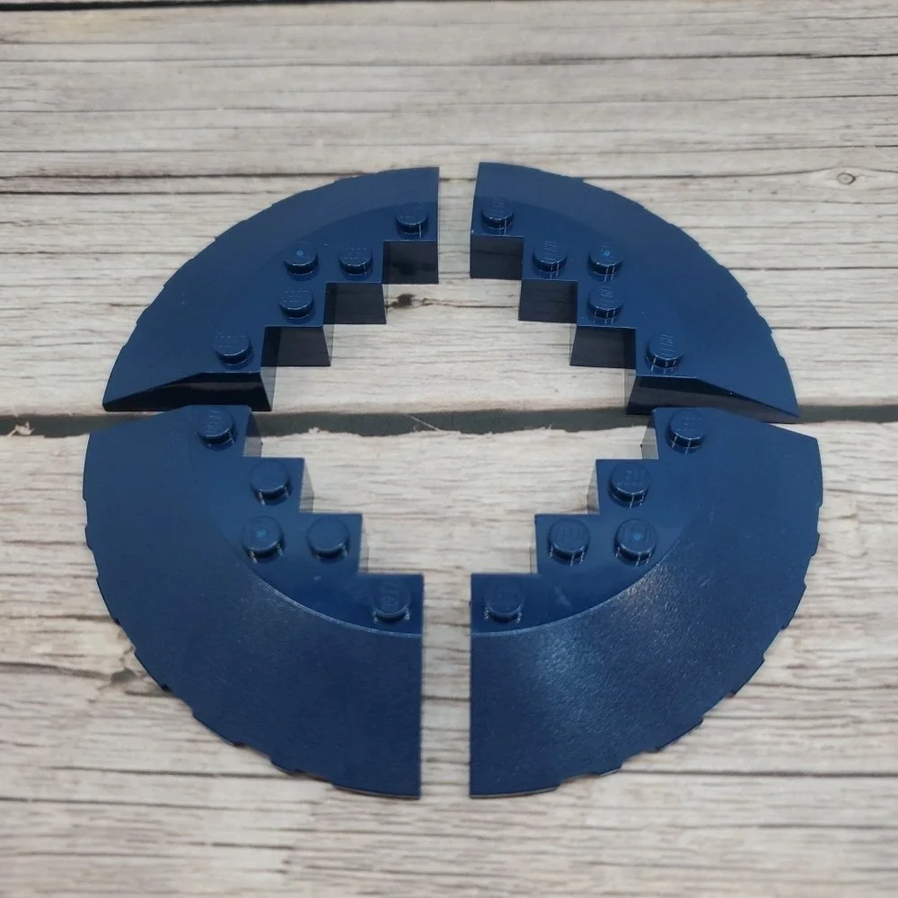 LEGO LOT 4 DARK BLUE ROUND CORNER 6X6 SLOPE 33° EDGE FACET CUTOUT #95188